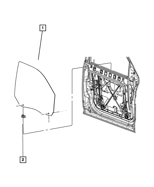 « 68700437AA – Glass : Porte Avant Glace, Côté Gauche pour Mopar Image »