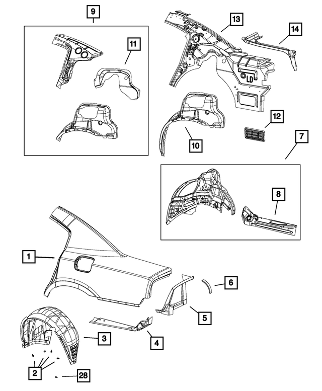 68051446AA - Body Sheet Metal Except Doors: Trough Reinforcement, Right for Mopar Image
