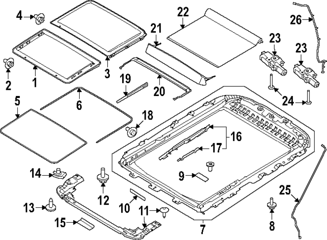 HC3Z2651570A - Body: Sunroof Frame Stopper for Ford: F-250 Super Duty, F-350 Super Duty, F-450 Super Duty Image