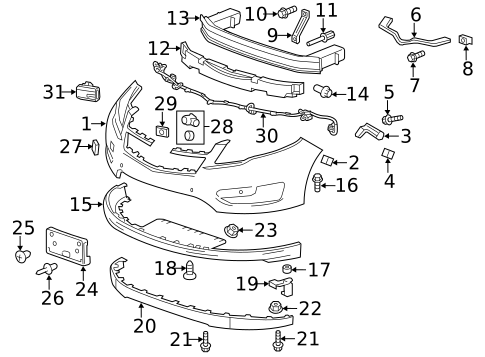 Bumper & Components - Front for 2011 Chevrolet Volt #0