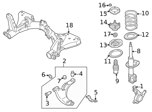 thumbnail image 2 of 10pc Front Lower Control Arm & Ball Joint Kit For 2002-2003 Mazda Protege / Protege5 - Greasable 2 of 6