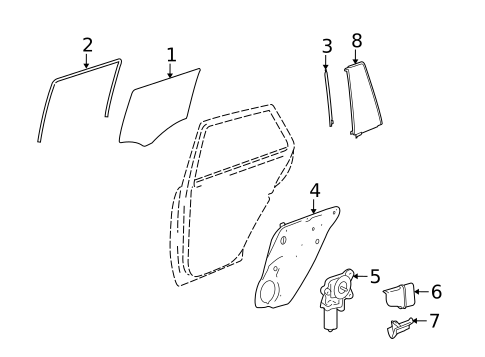 Glass - Rear Door for 2009 Mercedes-Benz GL550 #0
