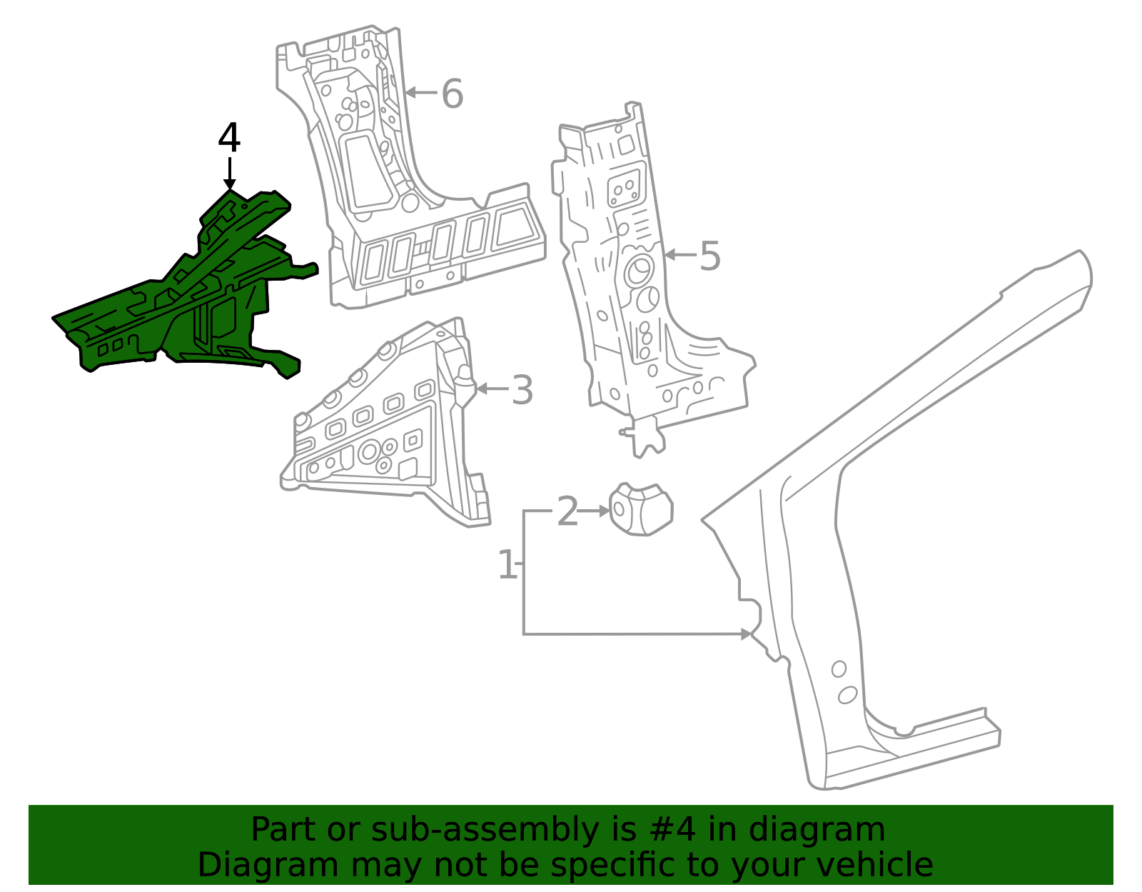 61016-47020 - Body A-Pillar Reinforcement Anchor Plate 2023-2025 Toyota ...