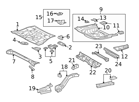 Rear Floor & Rails for 2009 Toyota Avalon #0