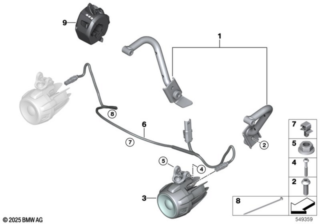61125A6DB34 - : Wire Auxiliary Headlight for BMW-Motorrad Image