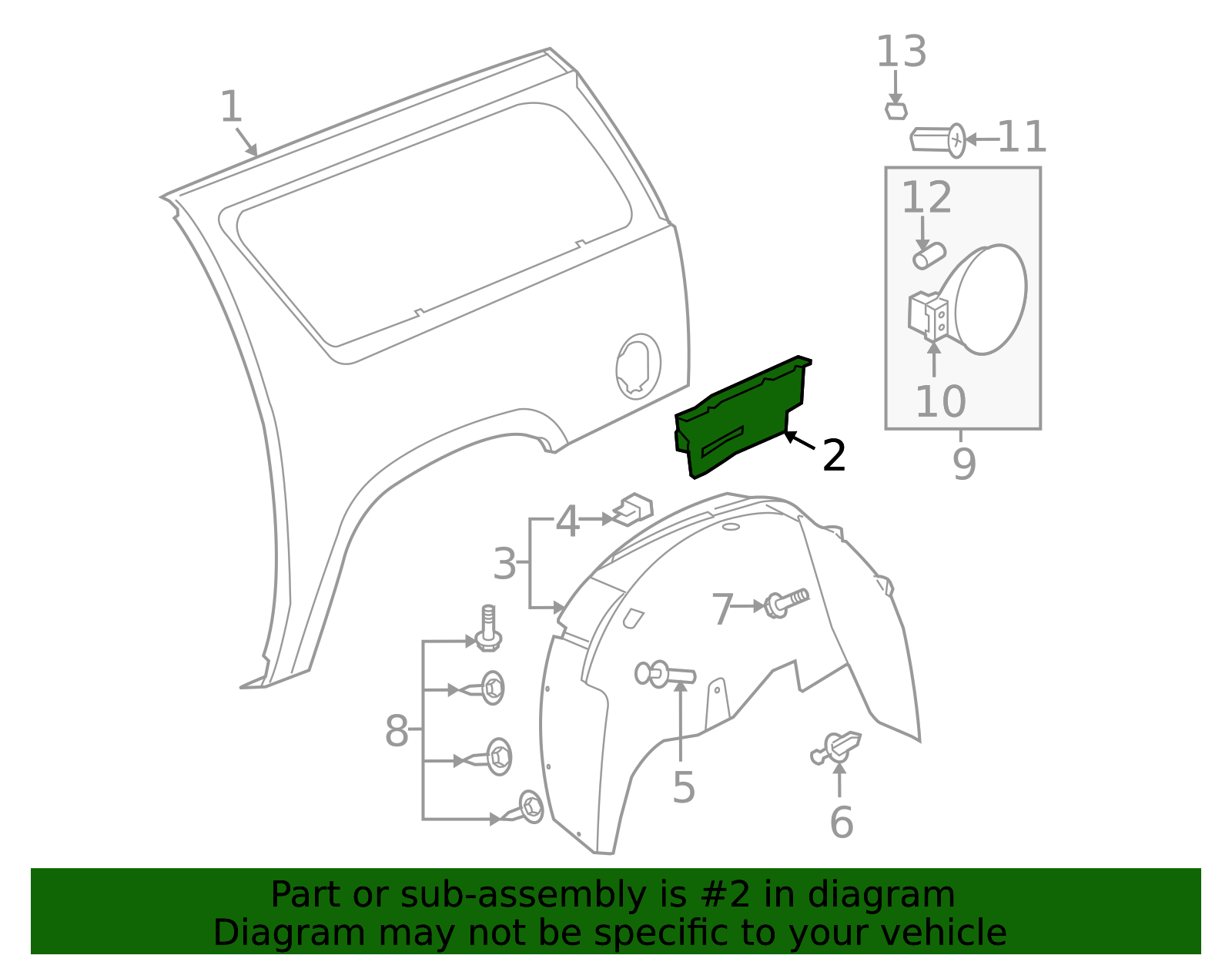 2007-2014 GM Driver Side Body Side Outer Panel Filler 25785848 GM ...