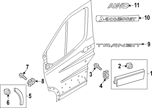Exterior Trim - Front Door for 2024 Ford Transit-350 #0