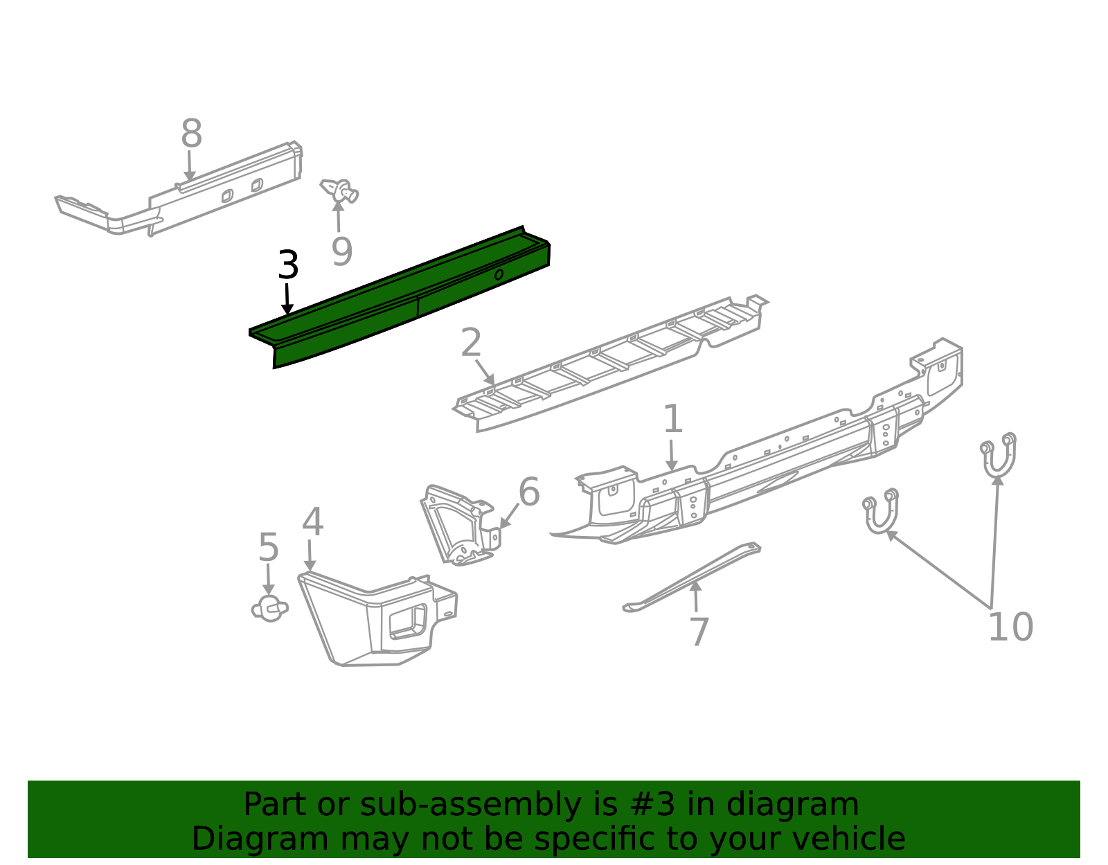 Rear Bumper Impact Bar Molding 88980684 | TascaParts.com