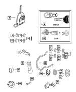 5257135 - Wiper/Lock Cylinder and Keys: Ignition Number 4 Tumbler for Chrysler: 300, 300M, Concorde, Pacifica, PT Cruiser, Sebring, Town &amp; Country, Voyager | Dodge: Caravan, Grand Caravan, Intrepid, Magnum, Neon, Stratus, Viper | Jeep: Grand Cherokee, Liberty, Wrangler Image