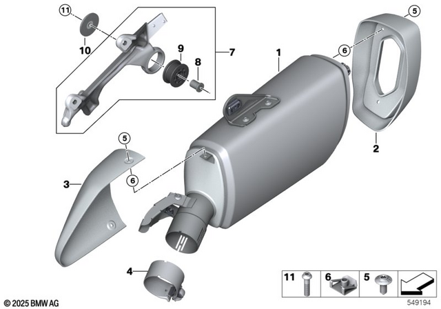 18518405432 - Exhaust System: Circlip End Muffler for BMW-Motorrad Image