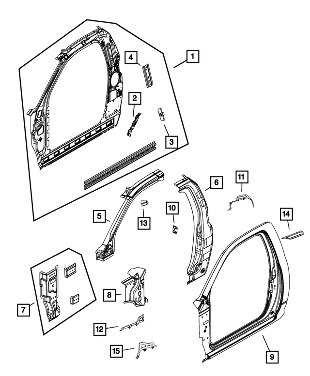 55372485AC - Body Sheet Metal Except Doors: B Pillar Baffle, Left for Mopar Image