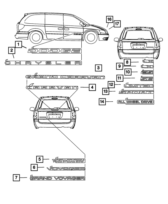 5113303AA - Exterior Ornamentation: Voyager Nameplate for Mopar Image