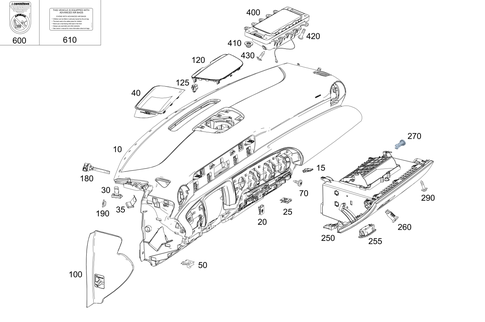 Instrument Panel and Gloves Compartment Box with Passenger Air Bag for 2025 Mercedes-Benz CLA250 #0
