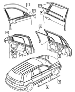 5054117AH - Exterior Ornamentation: Front Door Belt Weatherstrip, Left for Mopar Image image