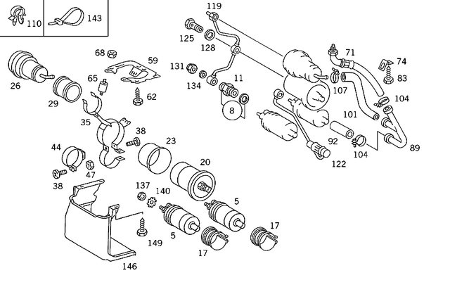 20918801 - Fuel System: Fuel Pump for Mercedes-Benz: 190E, 260E, 280E, 300CE, 300E, 300SL, 300TE, 400E, 400SE, 400SEL, 500E, 500SEC, 500SEL, 500SL, 560SEC, 560SEL, 560SL, 600SEL, 600SL, S420 Image image
