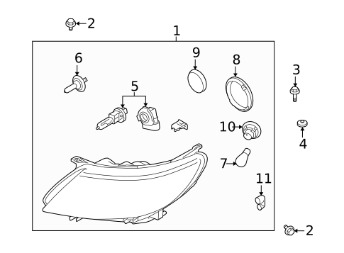 Headlamp Components for 2010 Saab 9-3X #1