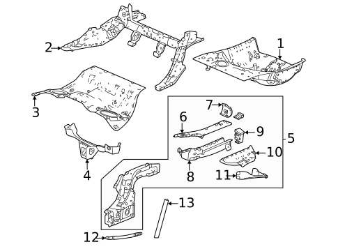 Rear Floor & Rails for 2022 Acura TLX #0
