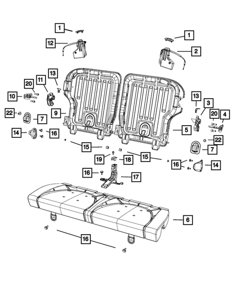 Rear Seats - Second Row - Adjusters, Recliners, Shields and Risers for 2017 Fiat 500 #0