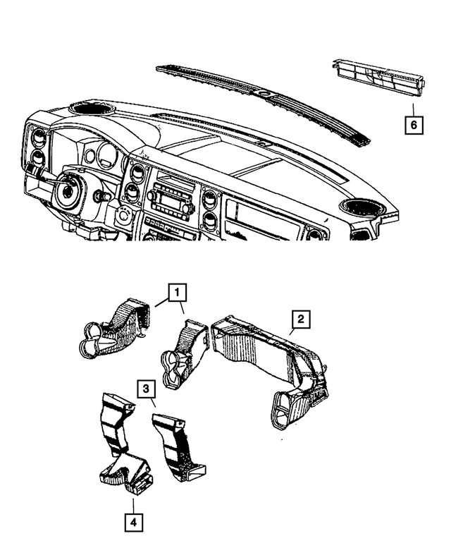 55117103AB - Air Conditioners and Heaters: A/c Outlet Duct, Left for Mopar Image