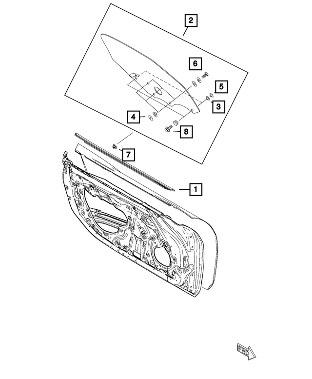 68465855AA - Glass: Front Door Belt Molding, Right for Mopar Image