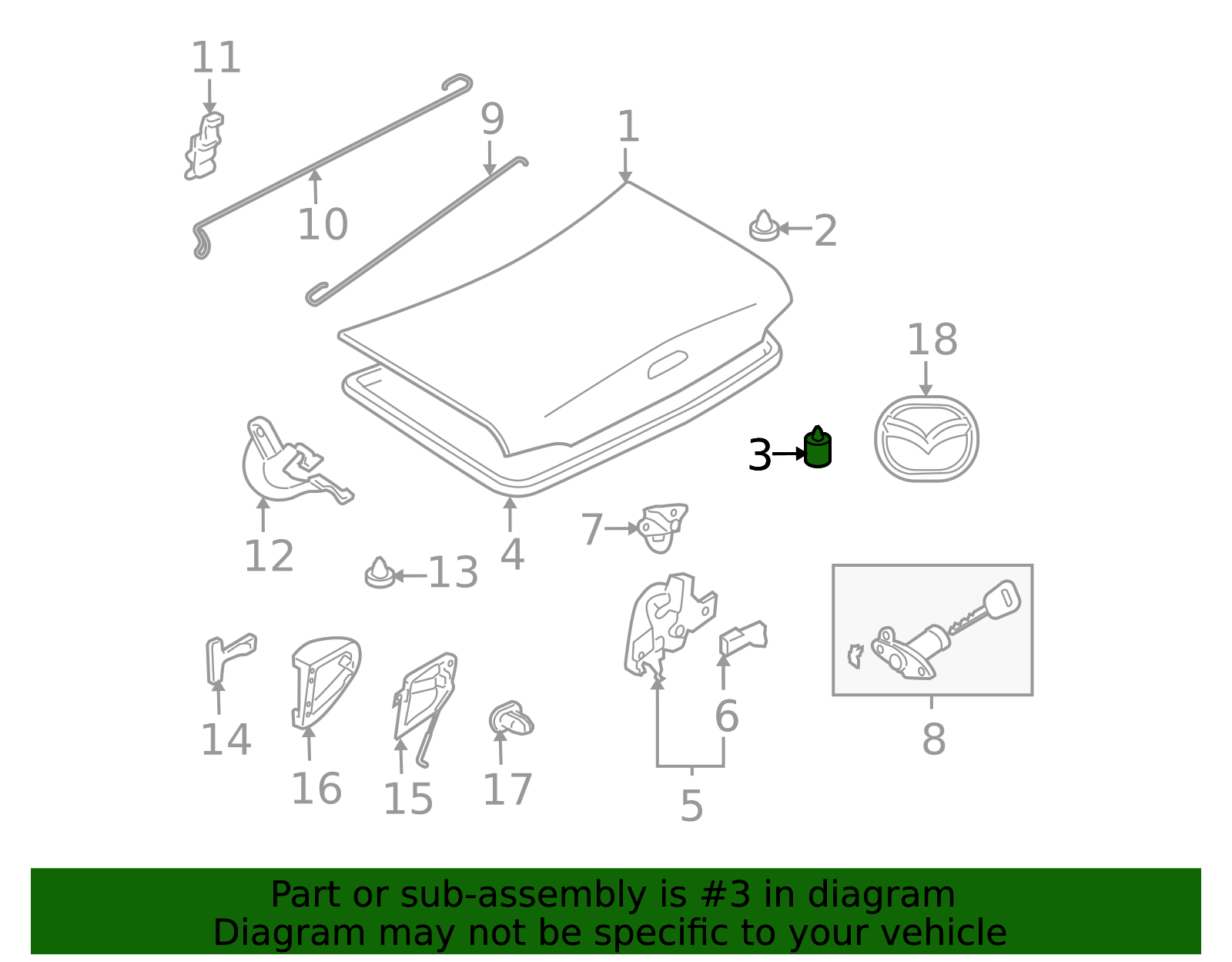 B481-56-786 - Trunk Lid Bumper 1990-2000 Mazda Miata | Mazda-Parts