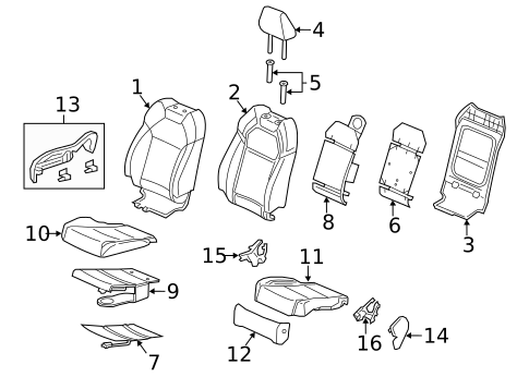 Passenger Seat Components for 2017 Acura MDX #0