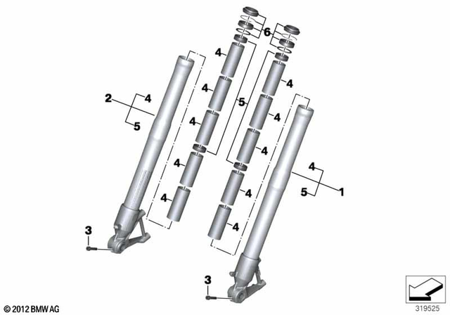31428566545 - Front Axle, Front Suspension: Slider Tube, Gold, Left -  for BMW-Motorrad Image