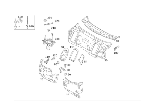 Fire Wall and Connection Parts for 2000 Mercedes-Benz SL 600 #0