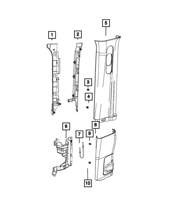 7ET21TX7AB - Interior Trim: B Pillar Upper Trim Panel, Left for Mopar Image