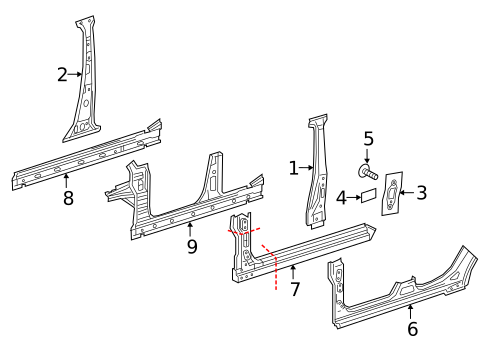 Center Pillar & Rocker for 2016 Mercedes-Benz B250e #0