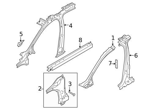 Center Pillar & Rocker for 2018 Lincoln MKC #0
