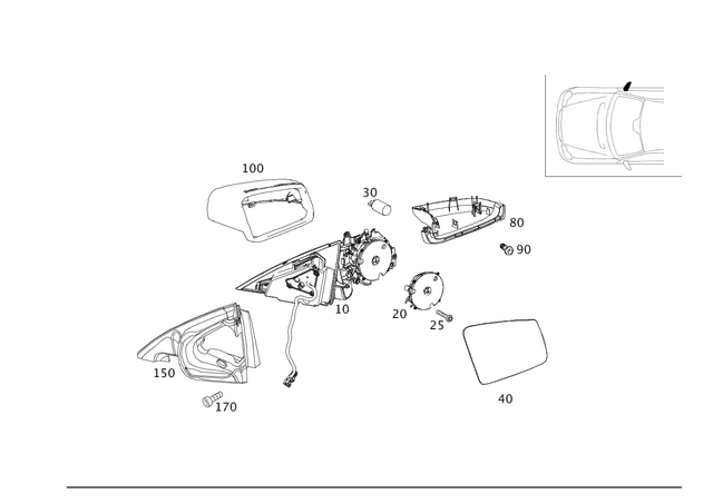 2048102476 - Driver Door: Mirror Frame for Mercedes-Benz: C250, C350, C63 AMG Image image