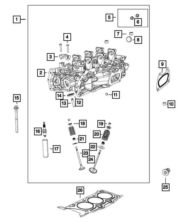 R8293288AB - Engine: Cylinder Head, Right Side, Remanufactured for Mopar Image