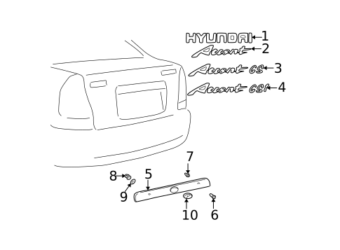Exterior Trim - Lift Gate for 2002 Hyundai Accent #0