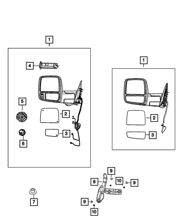 68526280AF - Doors, Door Mirrors and Related Parts: Outside Rearview Mirror, Right for Mopar Image image
