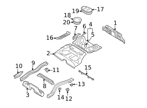 Rear Floor & Rails for 2005 Saab 9-2X #0