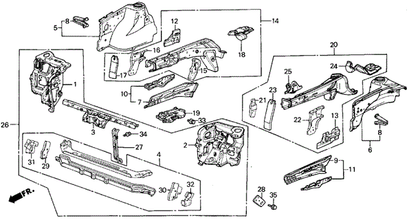 Front Bulkhead for 1987 Acura Integra #0