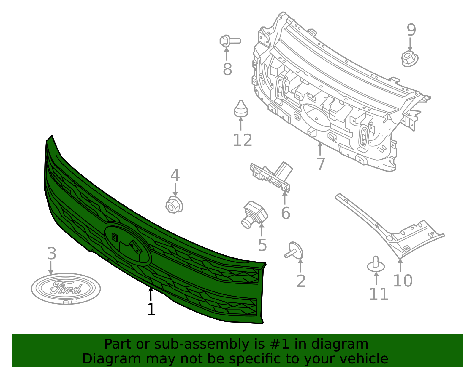 NL3Z-8200-AB - Grille Ford Parts Direct