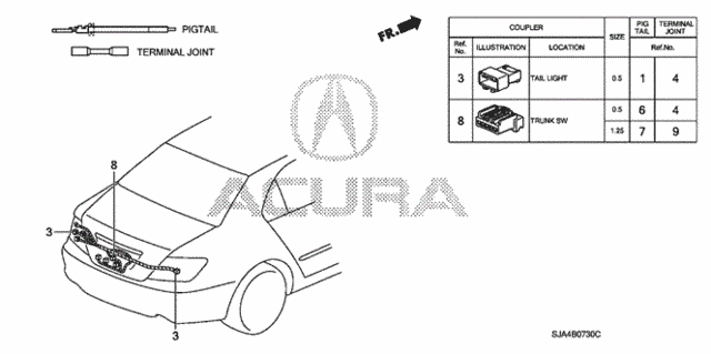 Electrical Connectors (RR.) for 2012 Acura RL #0