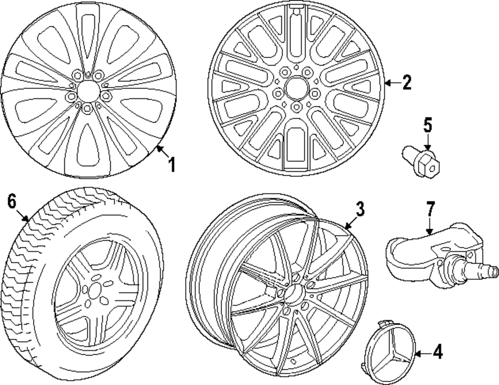 167-401-04-00-7X45 - 10-Spoke Wheel, Front Axle, 8.5 J X 19 Et 55
