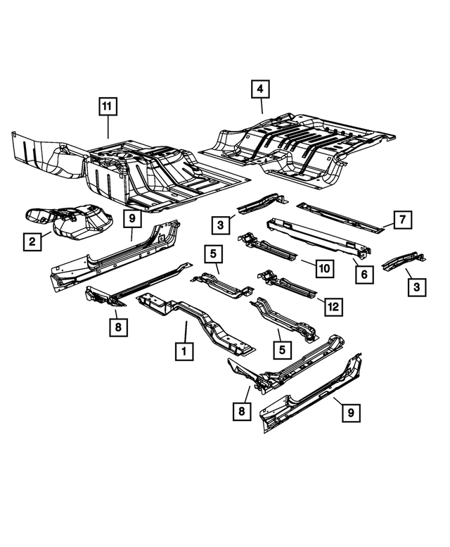 68003519AD - Body Sheet Metal Except Doors: Rear Floor Pan for Mopar Image