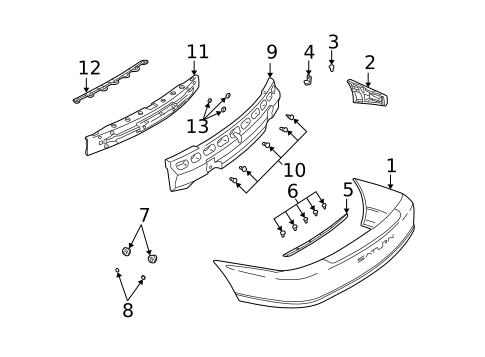 Bumper & Components - Rear for 2000 Saturn LS2 #0