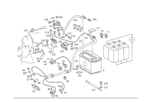 Battery, Starter/Alternator Cable for 1991 Mercedes-Benz 300SEL #0