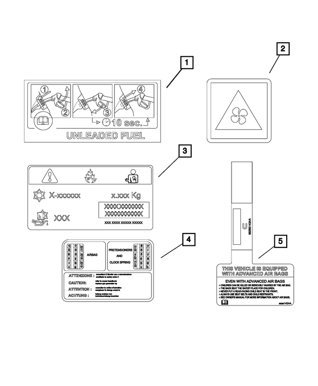 68202139AA - Labels: Fan Caution Label for Mopar Image