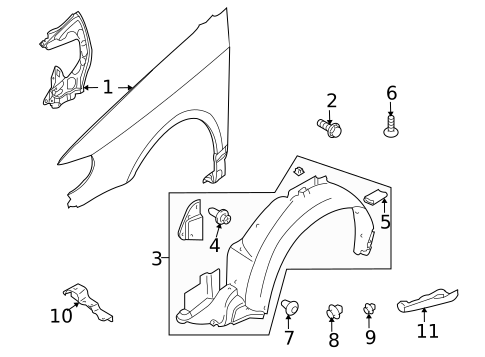 Fender & Components for 2005 Saab 9-2X #0