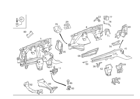 Wheelhouse, Front Subframe for 1993 Mercedes-Benz 300E #1