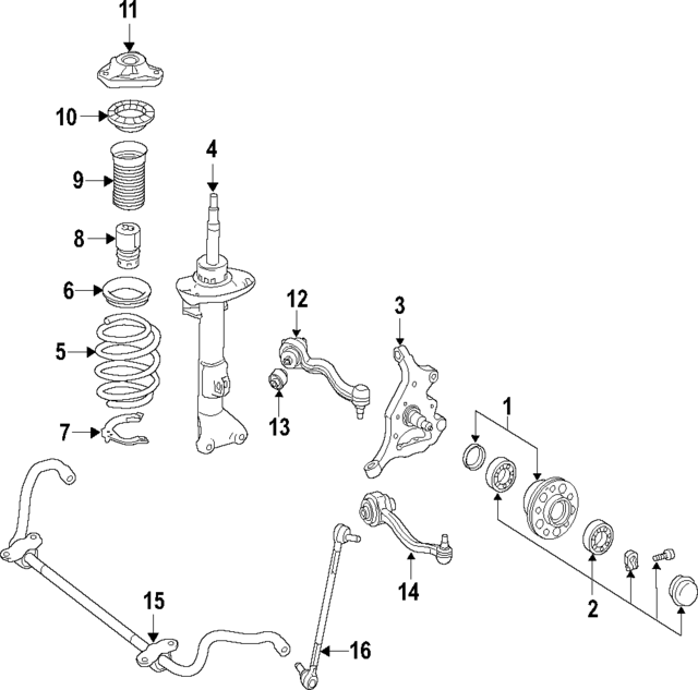 204323240064 - Suspension: Strut for Mercedes-Benz Image