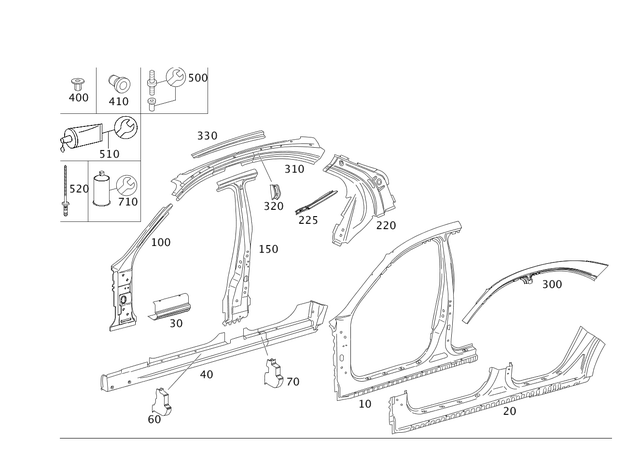 2216371235 - Side Panels: Longitudinal Member for Mercedes-Benz: 250, 300S, S350, S500 Image image