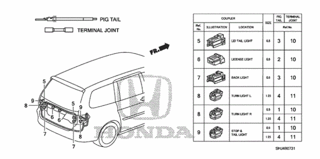 Electrical Connectors (RR.) ('08-) for 2010 Honda Odyssey #0