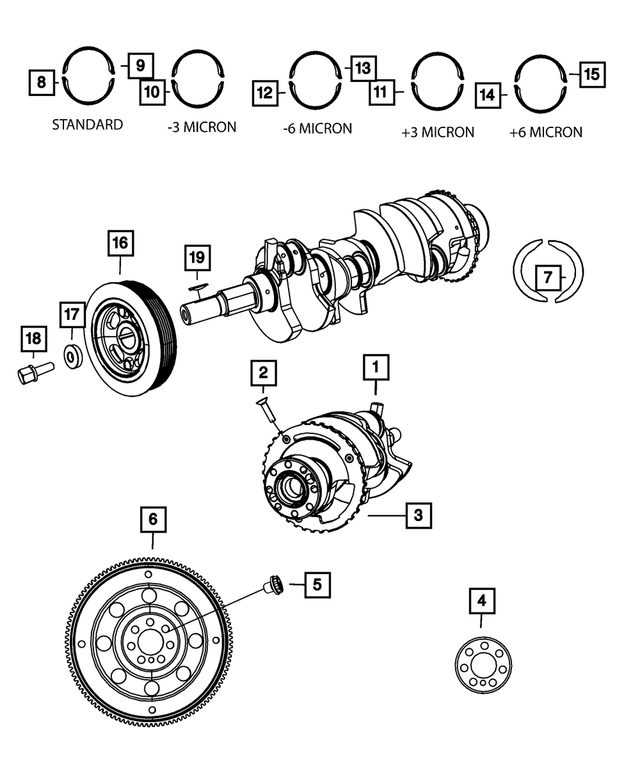 4884918AA - 2.4L Gas; Engine: Crankshaft Lower Bearing for Mopar Image